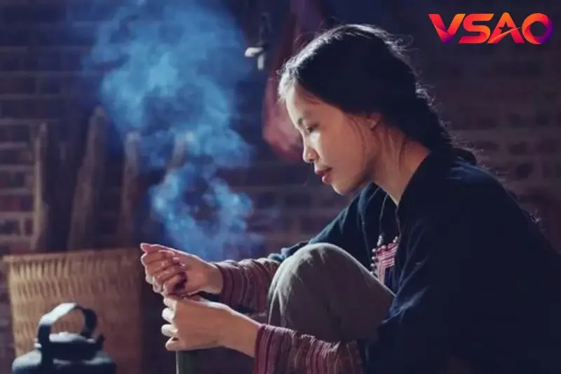 Tâm An chuẩn bị món ăn trong video Bếp Trên Đỉnh Đồi ở Tây Bắc