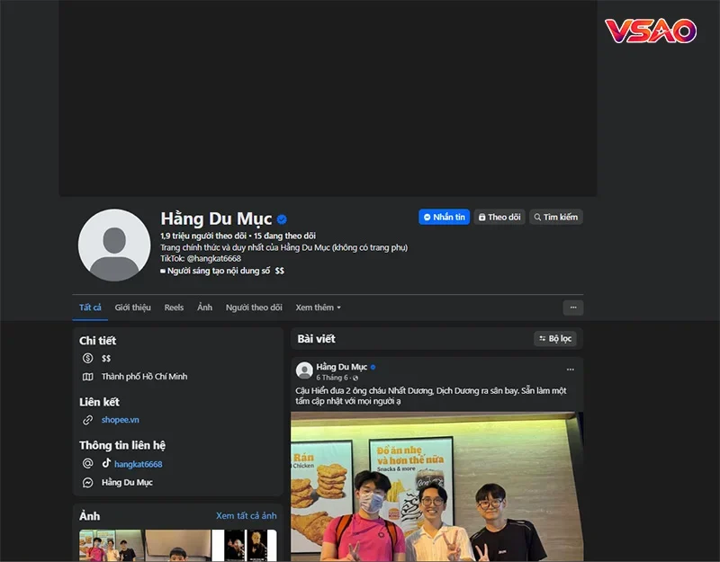 Fanpage - Một trong những kênh chính thức Hằng Du Mục sở hữu đến 1,9 triệu người theo dõi