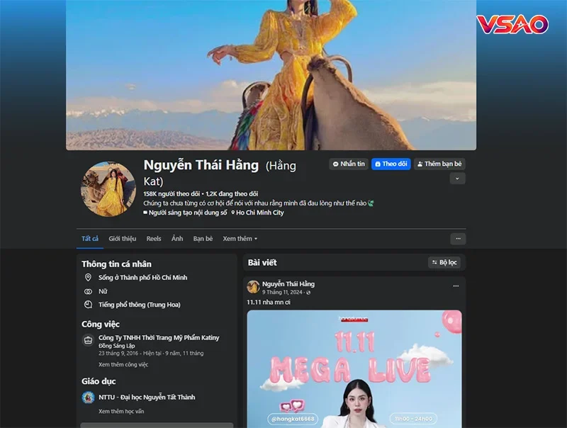 Facebook cá nhân của Hằng Du Mục