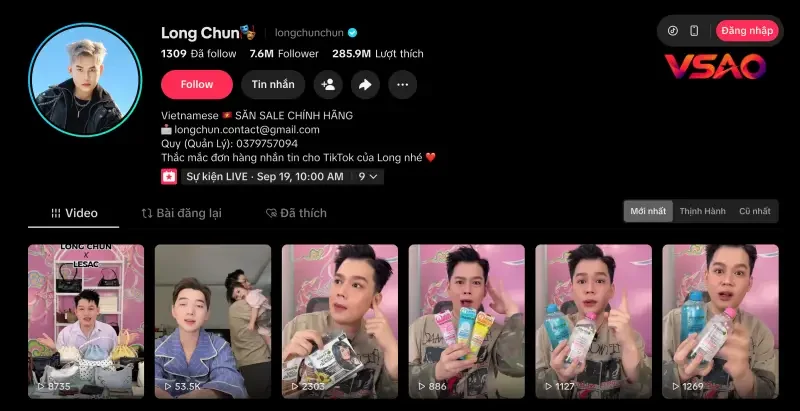 Các kênh chính thức của Long Chun mới cập nhật hôm nay