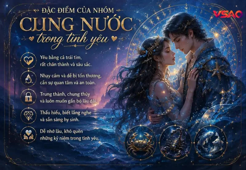 Đặc điểm của nhóm cung Nước trong tình yêu