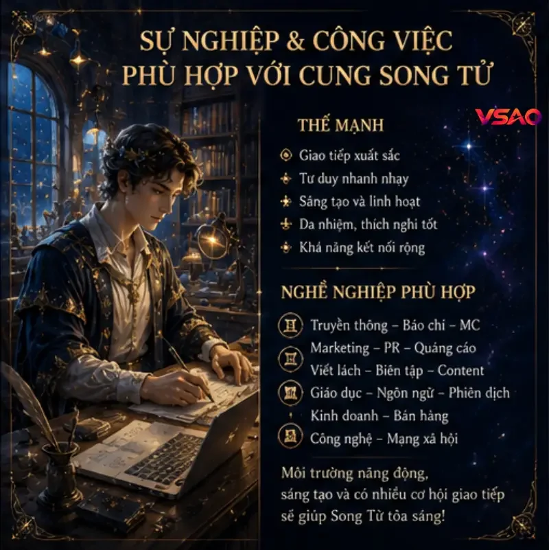 Sự nghiệp và công việc phù hợp với cung Song Tử