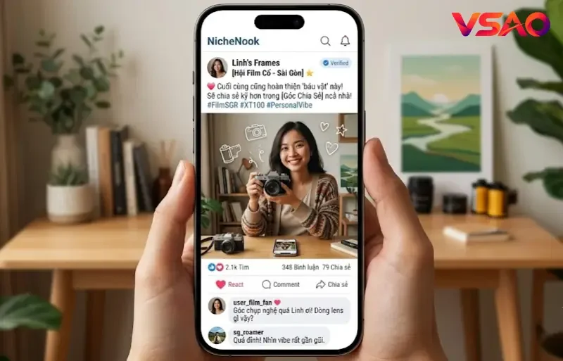 Giao diện bài đăng mang tính cá nhân hóa cao, gần gũi của một Nano Influencer trong nhóm cộng đồng ngách.