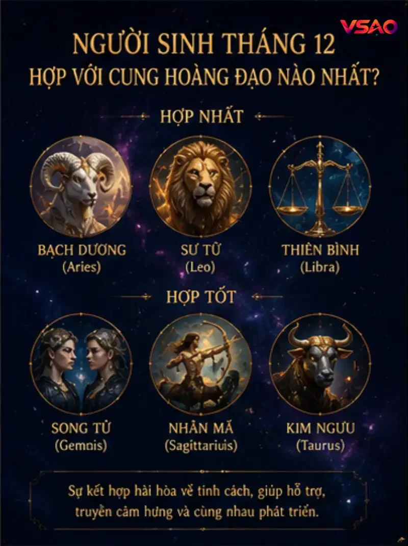 Người sinh tháng 12 hợp với cung hoàng đạo nào nhất?