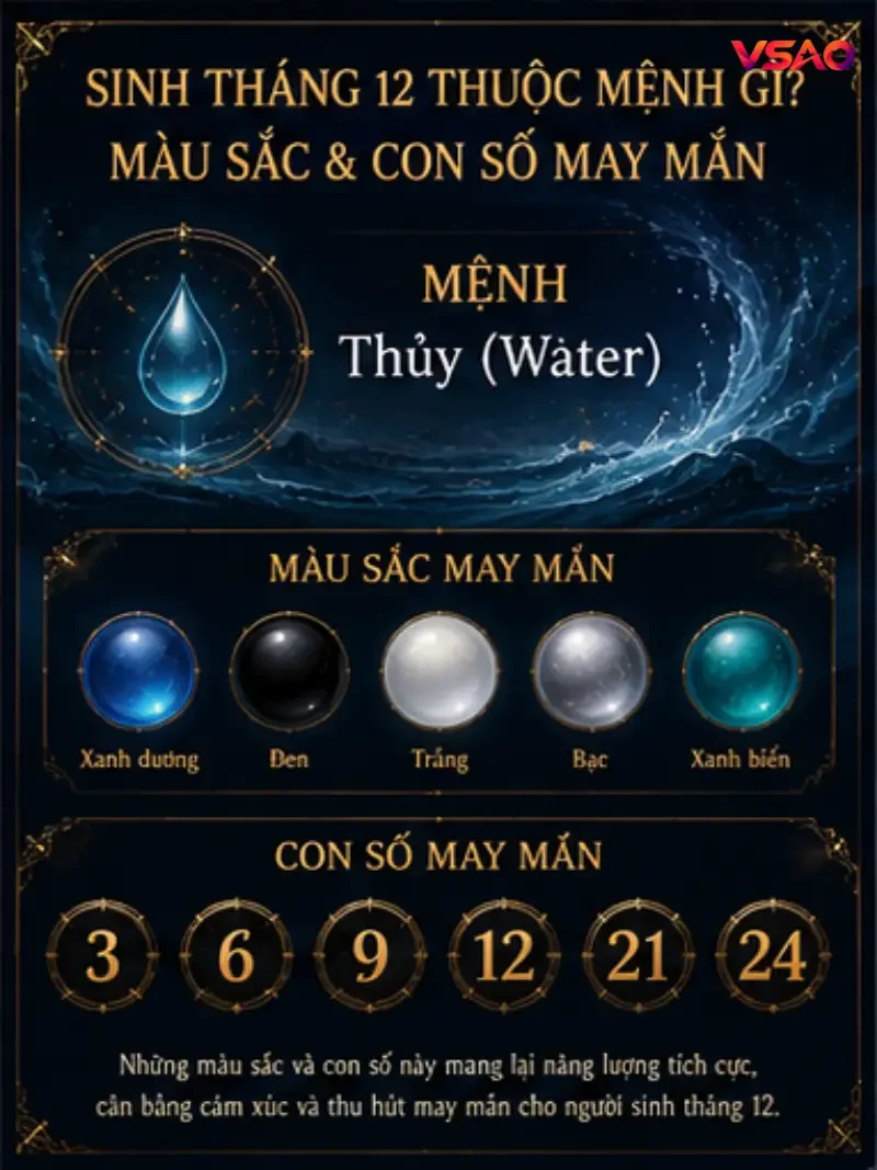 Sinh tháng 12 thuộc mệnh gì? Màu sắc và con số may mắn